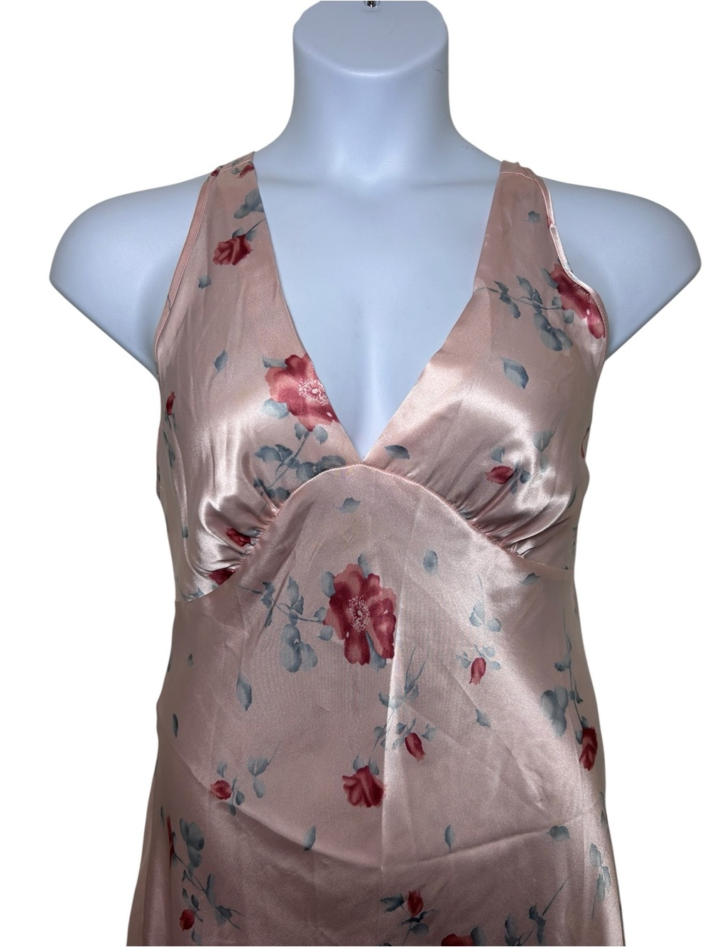 Vintage Jones New York pink maxi satin slip dress nightgown size large coquette - Picture 3 of 7